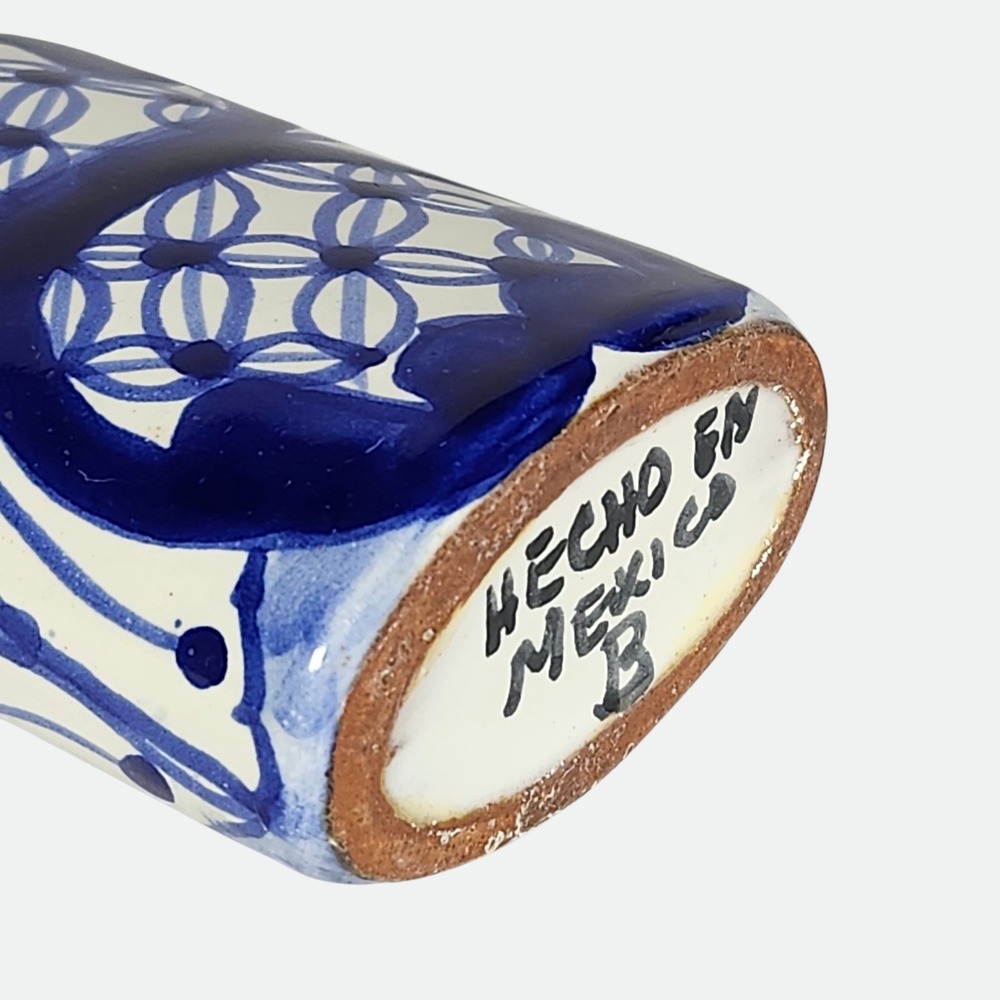 Mexican Talavera Pottery Bottle Flask Cobalt Blue White Hand Painted Mexico - Picture 11 of 11